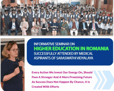 Informative Seminar On Higher Education In Romania Successfully Attended By Medical Aspirants Of Saraswathi Vidyalaya